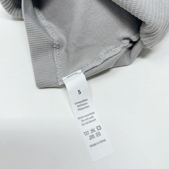 Boutique Small Gray Ribbed Cropped Tank with Built in Shelf Bra Spaghetti Strap - Picture 8 of 8